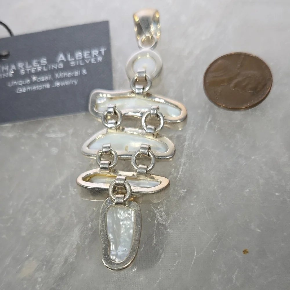 Charles Albert Silver and White Pearl Necklace